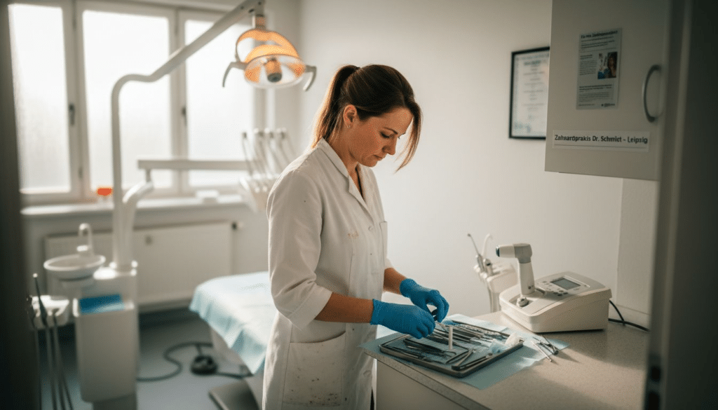 Zahntechniker bereitet digitale Arbeitsabläufe in Leipziger Praxis vor