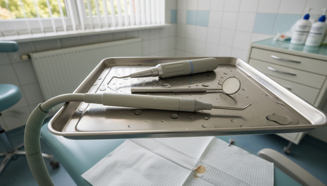 Nahaufnahme von professionellen Zahnreinigungsinstrumenten
