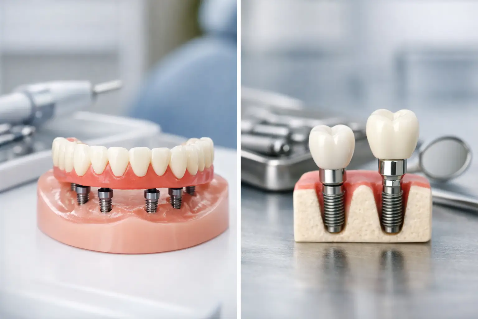 Feste Zähne an einem Tag vs klassische Implantate