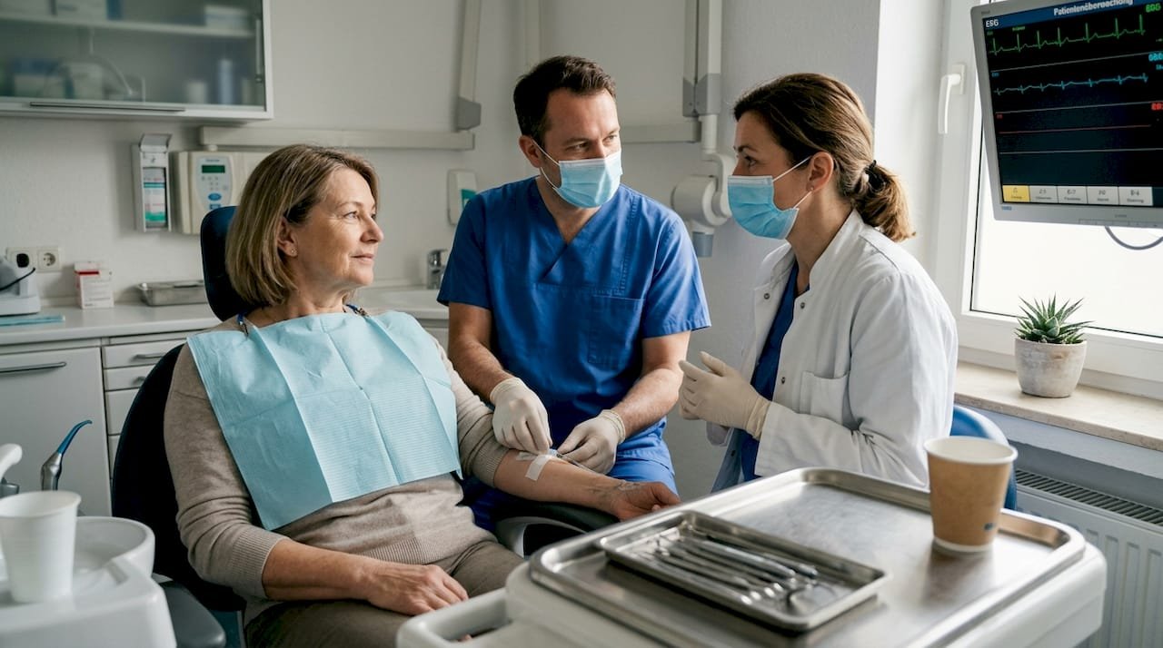 Vorbereitung auf die Zahnbehandlung: Patient und Praxisteam stimmen sich für die Anästhesie ab
