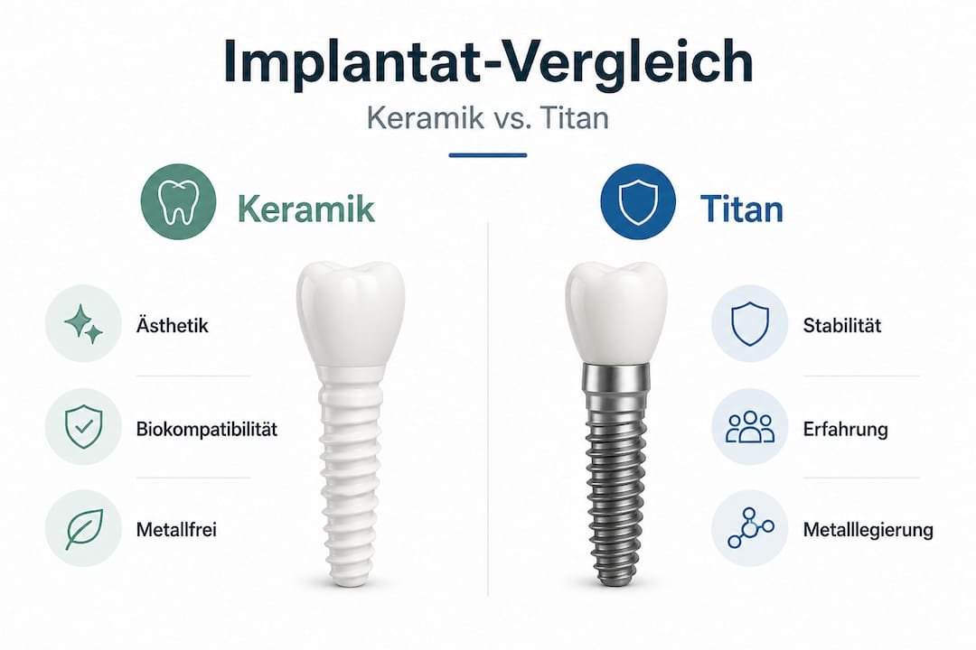 Infografik: Keramik- oder Titan-Implantate – ein Vergleich