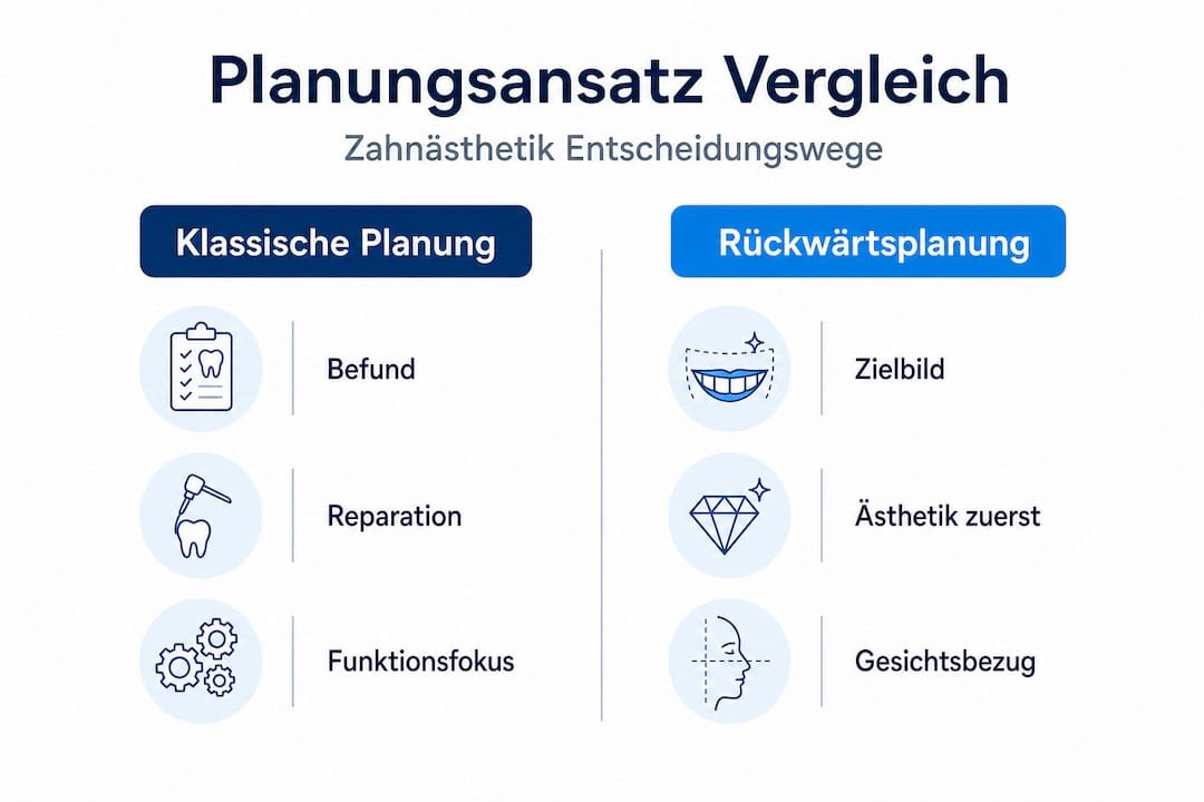 Klassische versus rückwärtsgerichtete Behandlungsplanung in der Zahnästhetik – ein Vergleich