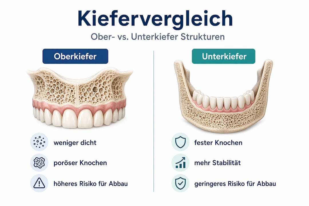 Infografik: Die wichtigsten Unterschiede zwischen Ober- und Unterkiefer
