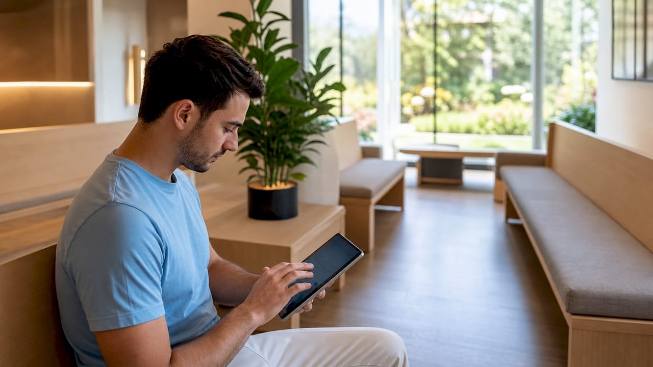 Mit dem Tablet werden elektronische Patientenakten bearbeitet.