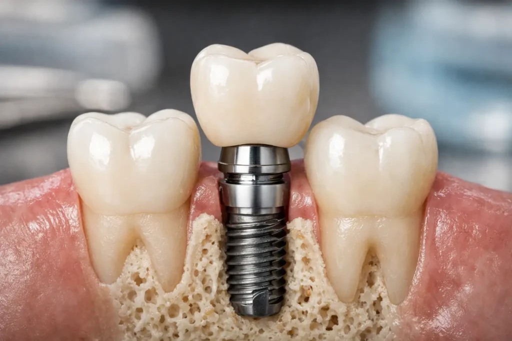 Beispiel kompletter Zahnaufbau implantatgetragen