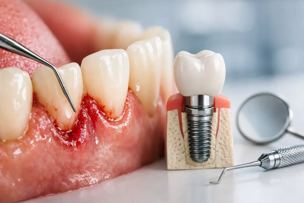 Parodontitis und Implantate: Risiken, Prophylaxe