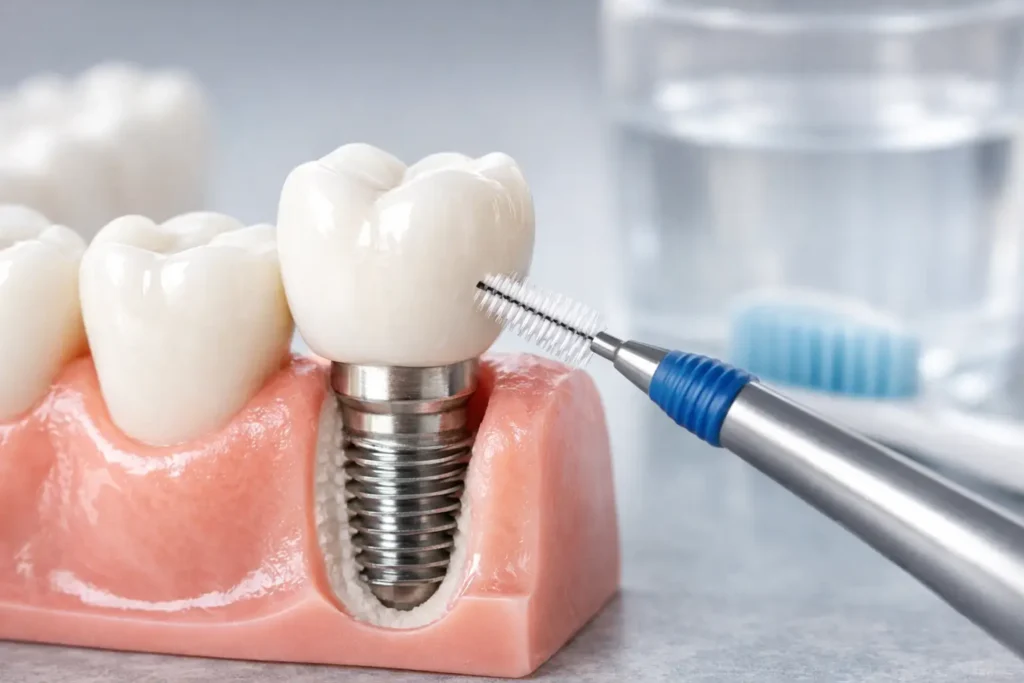 Zahnimplantate pflege mit Interdentalbürsten
